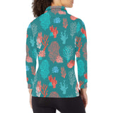 Coral Reef Pattern Print Design 04 Women's Long Sleeve Polo Shirt