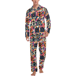 Camera Pattern Print Design 01 Men's Long Pajama Set