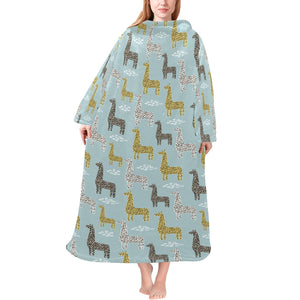 Giraffe Pattern Print Design 03 Blanket Robe with Sleeves