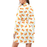 Goldfish Pattern Print Design 03 Women's Long Sleeve Belted Night Robe