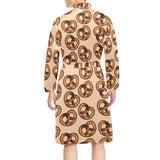 Pretzels Pattern Print Design 02 Men's Long Sleeve Belted Night Robe