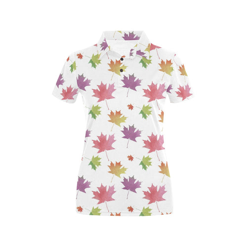 Maple Leaves Pattern Women's All Over Print Polo Shirt