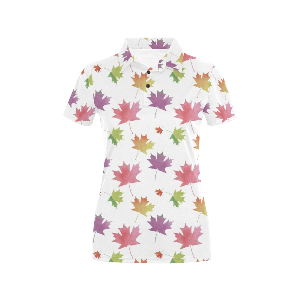 Maple Leaves Pattern Women's All Over Print Polo Shirt