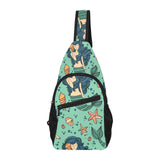 Mermaid Pattern Green Background All Over Print Chest Bag