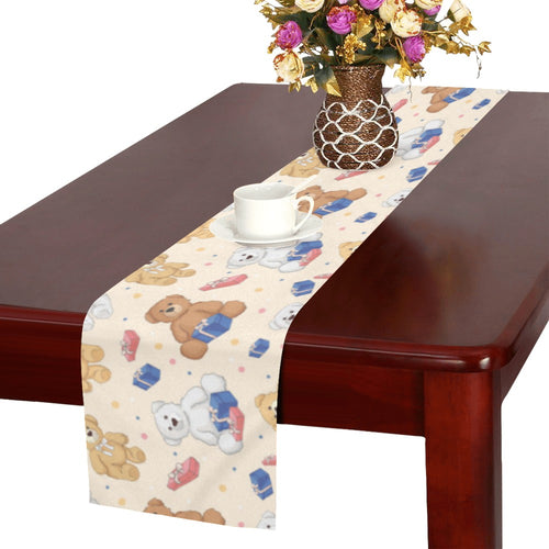 Teddy Bear Pattern Print Design 01 Table Runner