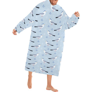 Pigeon Pattern Print Design 03 Blanket Robe with Sleeves