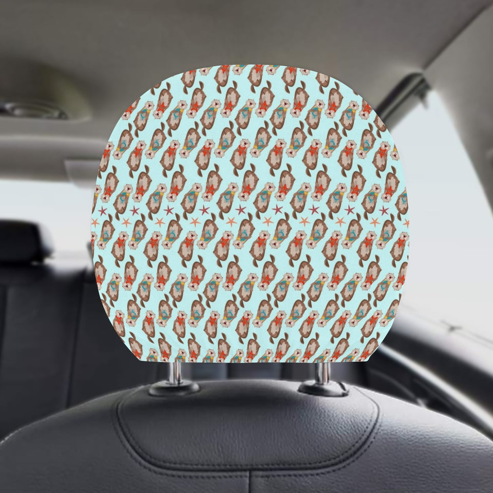 Otter Pattern Background Car Headrest Cover