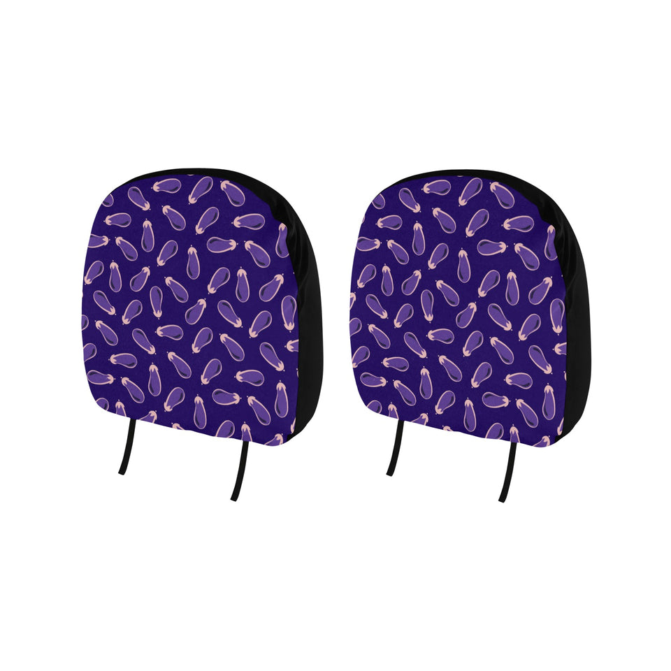 Eggplant Pattern Print Design 02 Car Headrest Cover