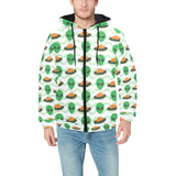 Alien Pattern Print Design 02 Men's Padded Hooded Jacket(ModelH42)