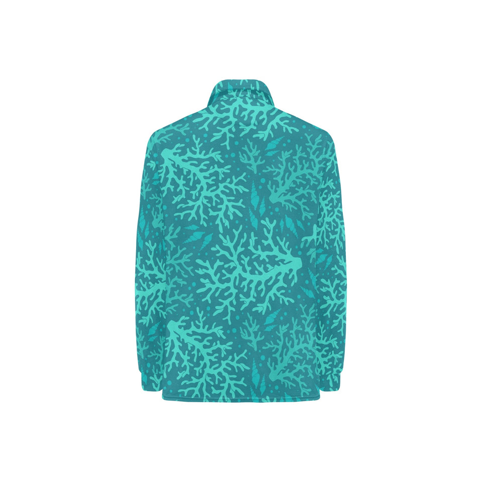 Coral Reef Pattern Print Design 01 Women's Long Sleeve Polo Shirt