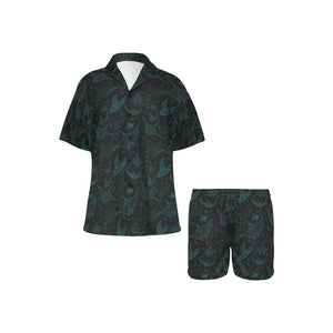 Stingray Pattern Print Design 02 Women's V-Neck Short Pajama Set