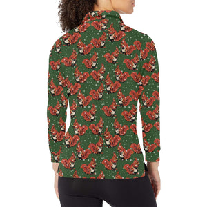 Squirrel Pattern Print Design 03 Women's Long Sleeve Polo Shirt