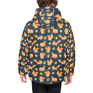 Squirrel Pattern Print Design 05 Kids' Boys' Girls' Padded Hooded Jacket