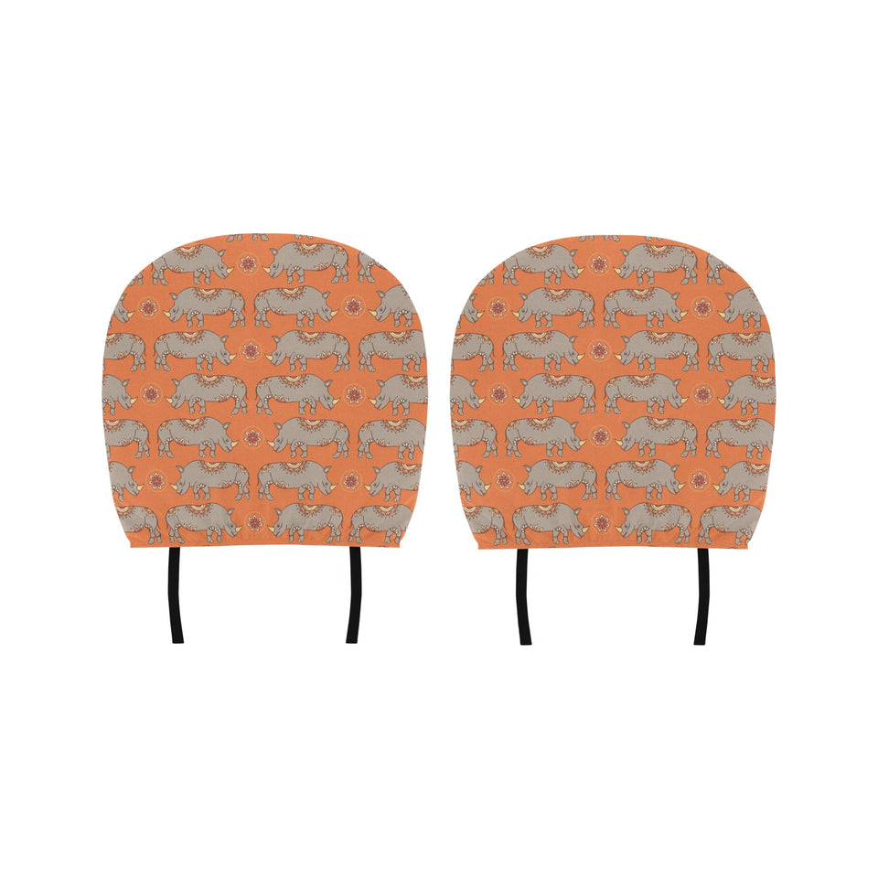 Rhino Pattern Theme Car Headrest Cover