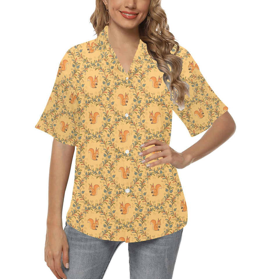 Squirrel Pattern Print Design 01 Women's All Over Print Hawaiian Shirt