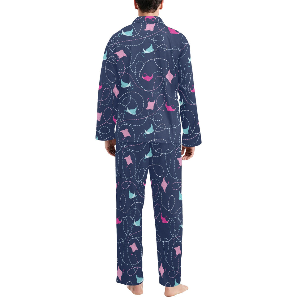 Stingray Pattern Print Design 05 Men's Long Pajama Set