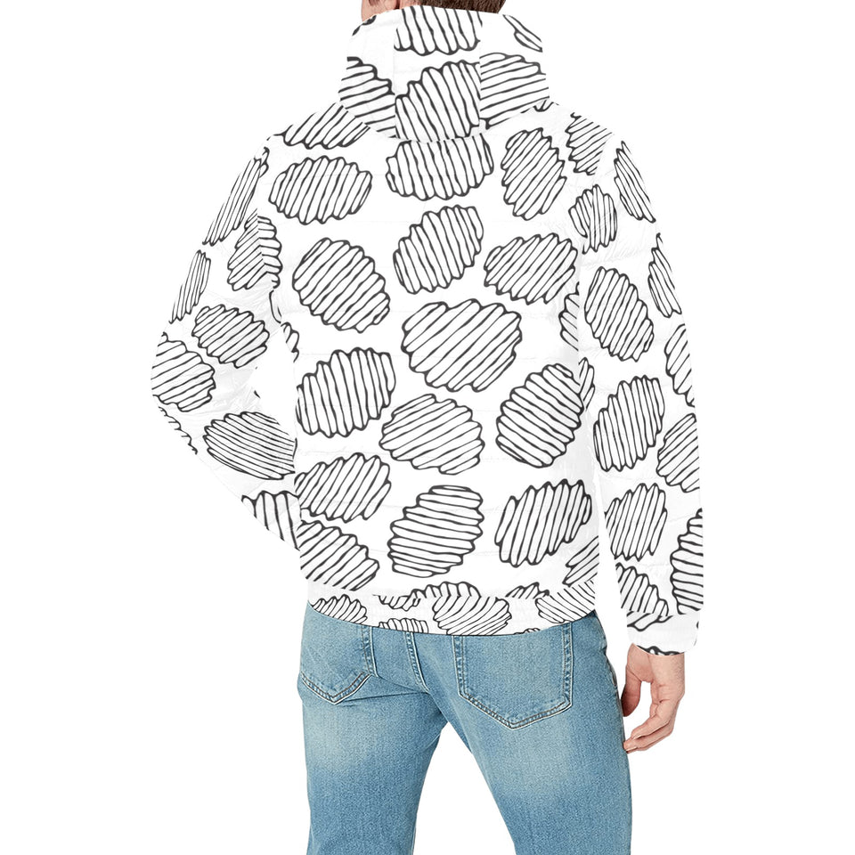 Potato Chips Pattern Print Design 03 Men's Padded Hooded Jacket(ModelH42)