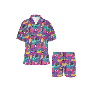 Snail Pattern Print Design 02 Women's V-Neck Short Pajama Set