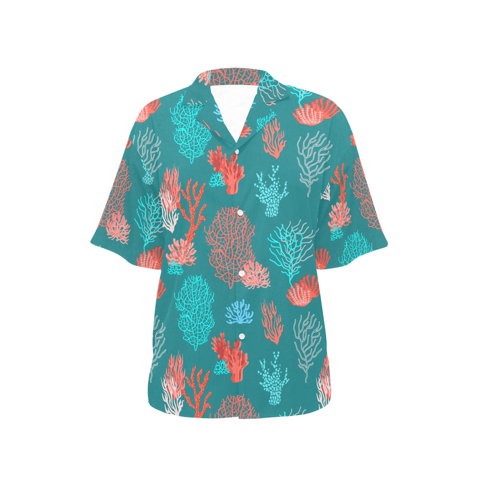 Coral Reef Pattern Print Design 04 Women's All Over Print Hawaiian Shirt