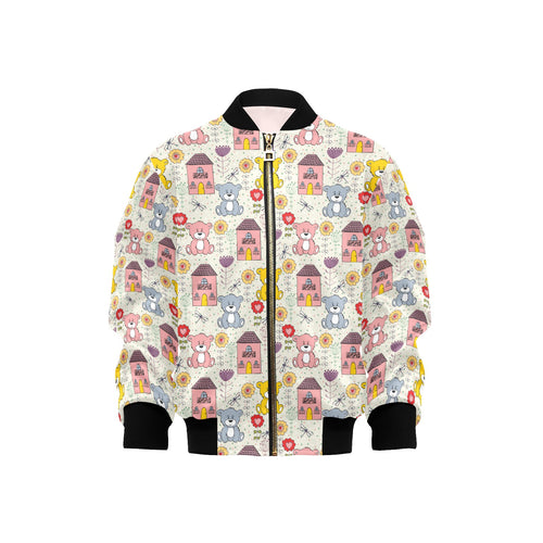 Teddy Bear Pattern Print Design 04 Kids' Boys' Girls' Bomber Jacket