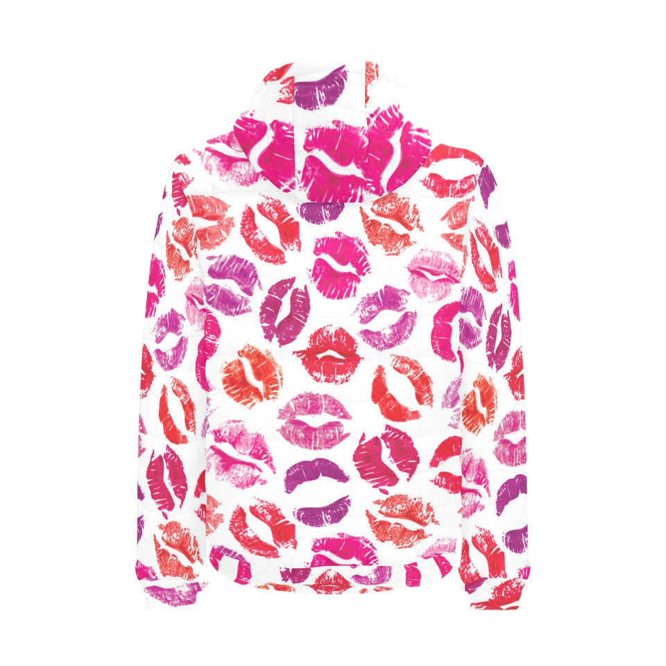 Lips Pattern Print Design 04 Men's Padded Hooded Jacket(ModelH42)