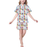 Surfboard Pattern Print Design 02 Kids' Boys' Girls' V-Neck Short Pajama Set