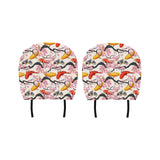 Colorful Koi Fish Carp Fish and Sakura Pattern Car Headrest Cover