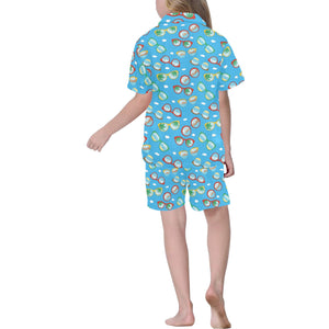 Sun Glasses Pattern Print Design 03 Kids' Boys' Girls' V-Neck Short Pajama Set