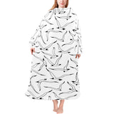 Seagull Pattern Print Design 04 Blanket Robe with Sleeves