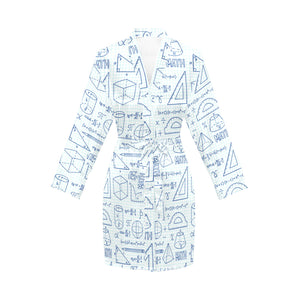 Math Pattern Print Design 03 Women's Long Sleeve Belted Night Robe