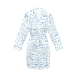 Math Pattern Print Design 03 Women's Long Sleeve Belted Night Robe