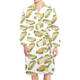 Sandwich Pattern Print Design 05 Men's Long Sleeve Belted Night Robe