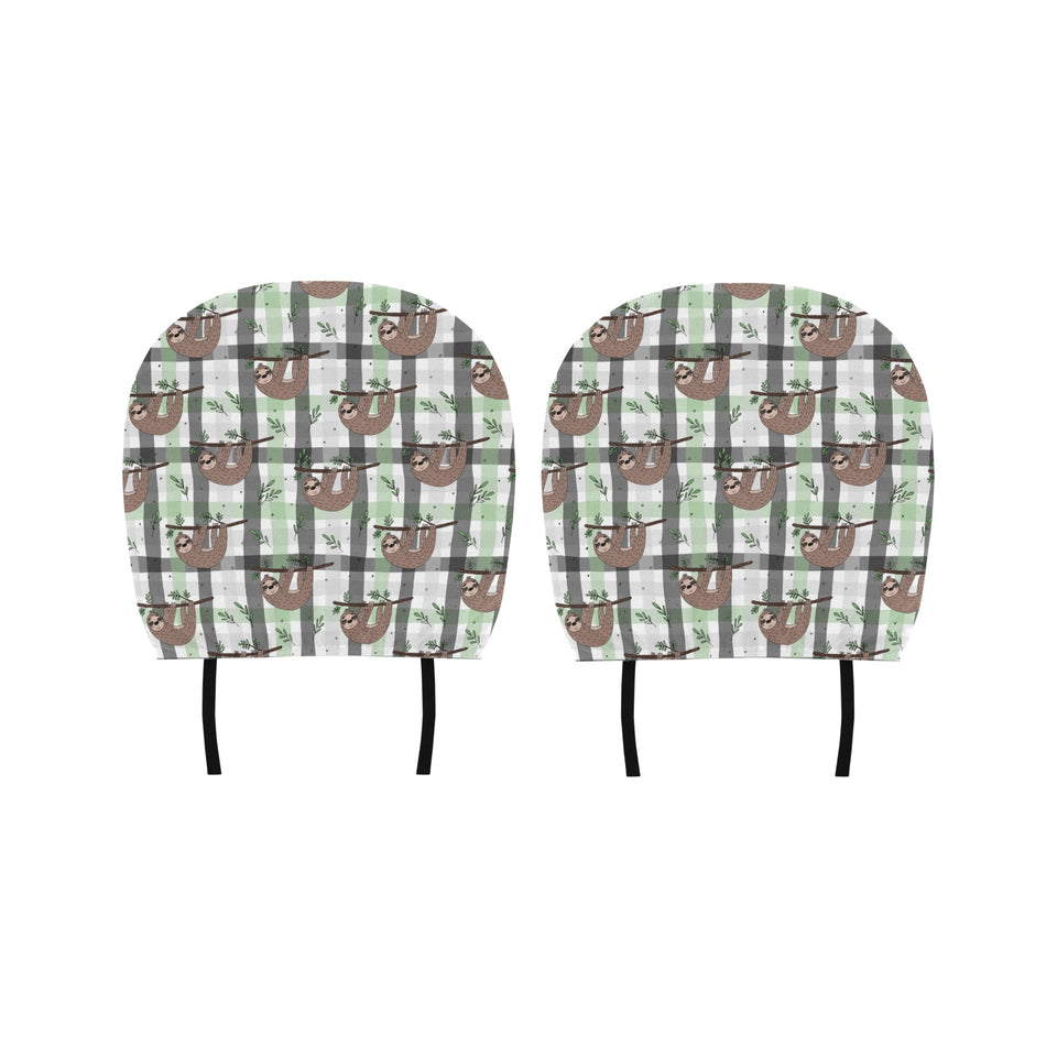 Sloth Pattern Stripe Background Car Headrest Cover