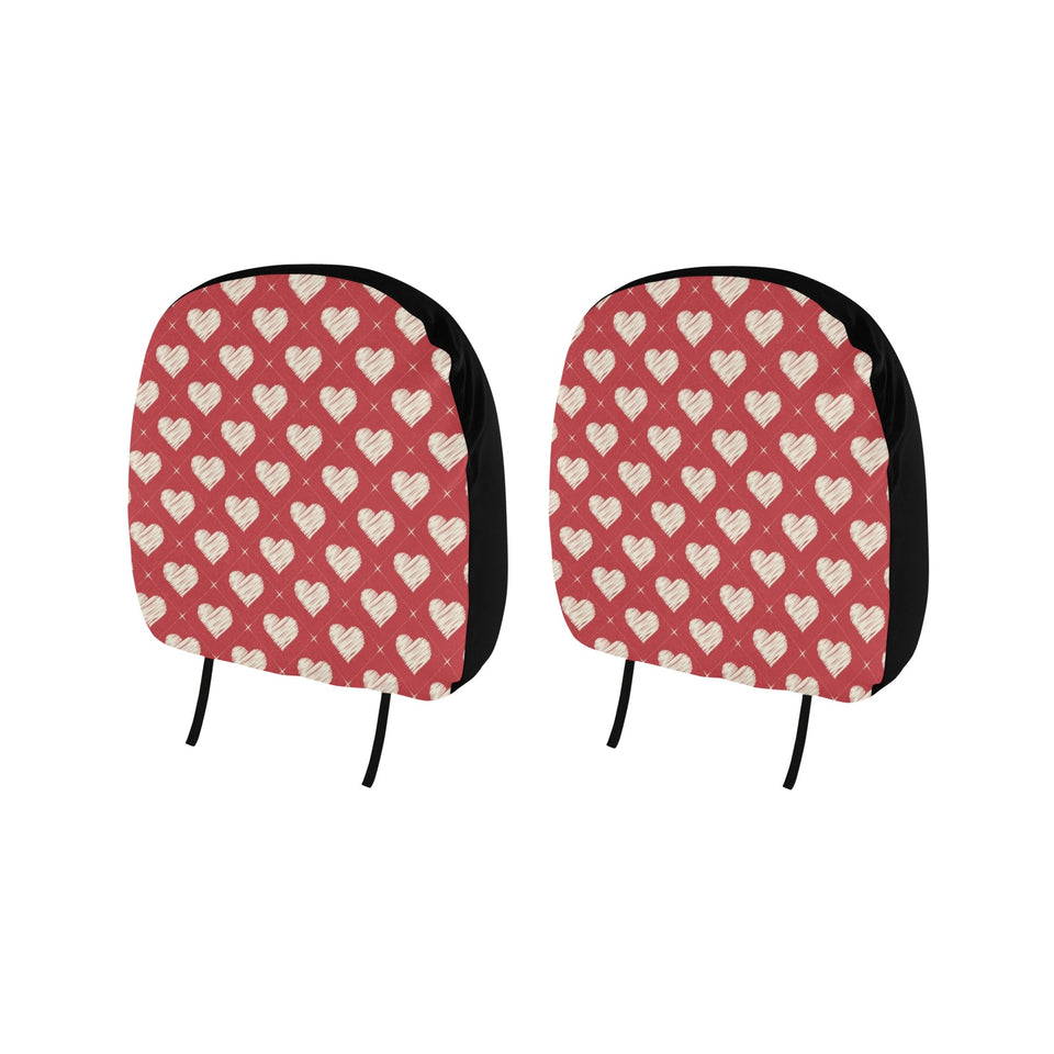 Heart Red Pattern Car Headrest Cover