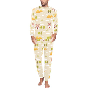 Windmill Pattern Men's All Over Print Pajama