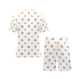 Pancake Pattern Print Design 03 Men's V-Neck Short Pajama Set