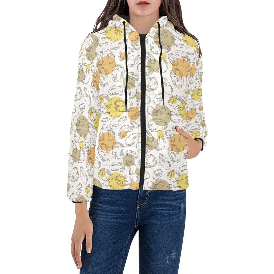 Potato Chips Pattern Print Design 02 Women's Padded Hooded Jacket