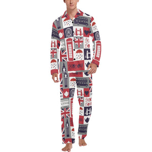 British Pattern Print Design 03 Men's Long Pajama Set