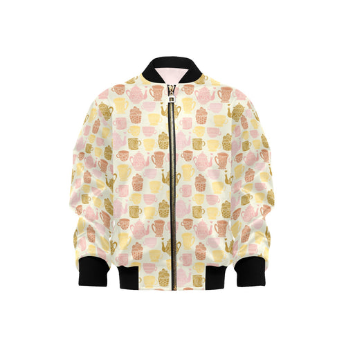 Tea pots Pattern Print Design 02 Kids' Boys' Girls' Bomber Jacket