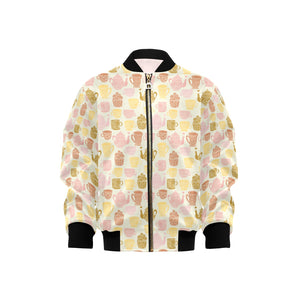 Tea pots Pattern Print Design 02 Kids' Boys' Girls' Bomber Jacket