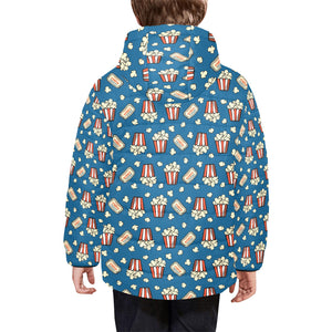 Popcorn Pattern Print Design 03 Kids' Boys' Girls' Padded Hooded Jacket