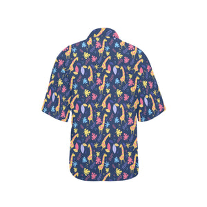 Giraffe Pattern Print Design 04 Women's All Over Print Hawaiian Shirt