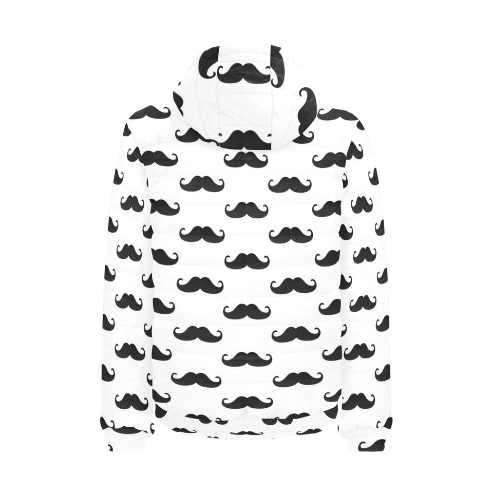 Mustache Beard Pattern Print Design 05 Men's Padded Hooded Jacket(ModelH42)