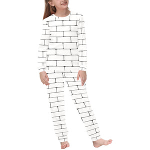 Brick Printed Pattern Print Design 02 Kids' Boys' Girls' All Over Print Pajama Set