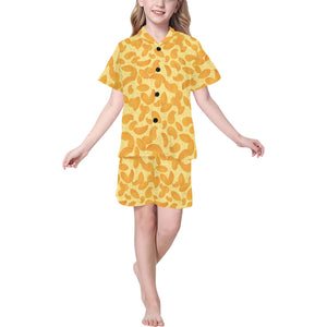 Potato Chips Pattern Print Design 04 Kids' Boys' Girls' V-Neck Short Pajama Set