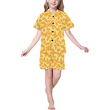 Potato Chips Pattern Print Design 04 Kids' Boys' Girls' V-Neck Short Pajama Set