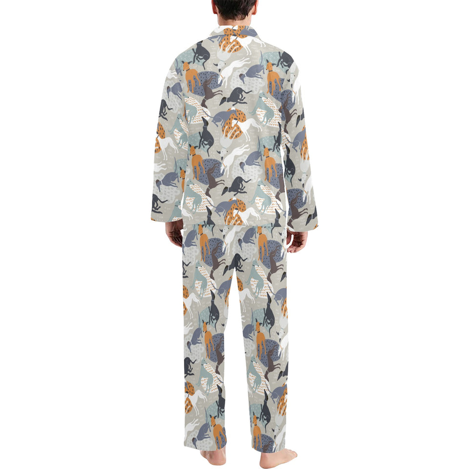 Greyhound Pattern Print Design 04 Men's Long Pajama Set