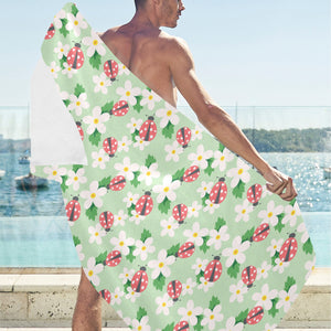 Ladybug Pattern Print Design 05 Beach Towel