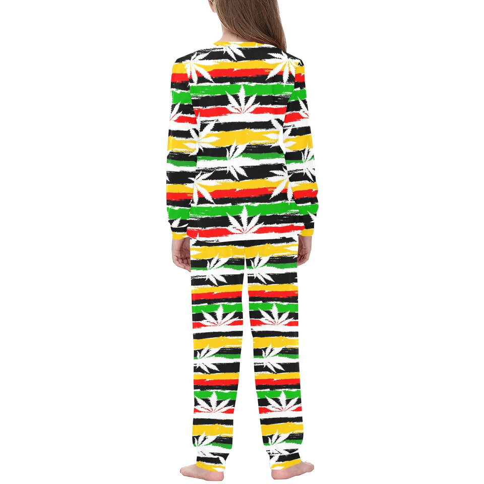 Canabis Marijuana Weed Pattern Print Design 01 Kids' Boys' Girls' All Over Print Pajama Set