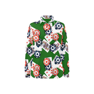 Casino Cards Suits Pattern Print Design 03 Women's Long Sleeve Polo Shirt